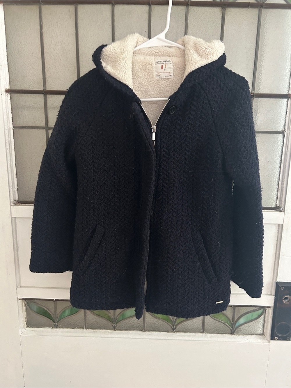 Zara Kids navy blue Hooded Sherpa-Lined Jacket